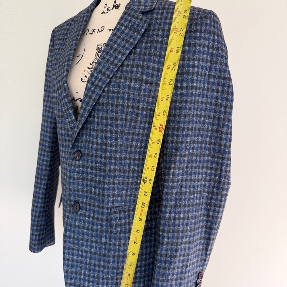 Akademiks Blazer Multi‎ Gingham Checkered Navy Sport Coat Brioni Style Academia - Picture 12 of 12